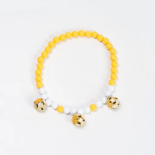 Pet Necklace Pearl Hollow Cat Dog Jewelry 32cm Yellow ° Elastic thread...about...32cm