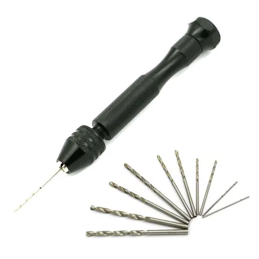 Pin Vise Hand Drill with 10 Drill Bits Manual Craft Mini Drill for HSS Micro Mini Twist Drill Bits Set Hole Maker