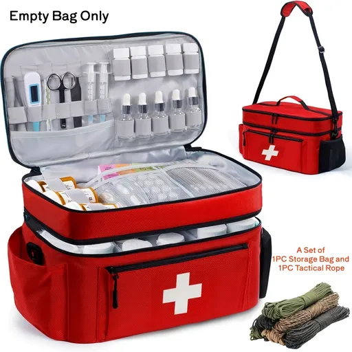 First Aid Kit Bag Emergency Medical Storage Durable Red Blue Color