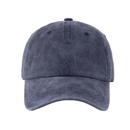 Baseball Cap Washable Cotton Printed Summer Men Hat Adjustable Head Circumference Navy Blue