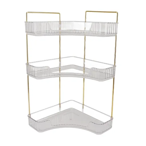 3 Tier Makeup Shelf Organizer Easy Access Aesthetic Corner Bathroom Countertop Organizer for Cosmetics Skincare Transparent