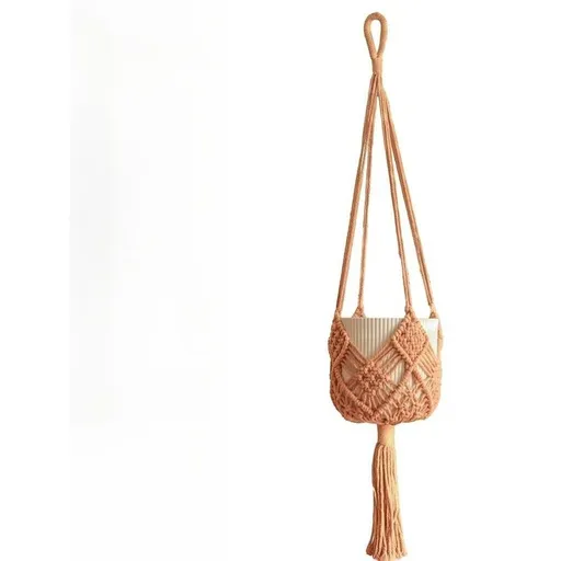 2 Pack Extra Plant Hangers, up to Pot Hanging Planter , Premium Cotton Rope Crochet Boho Hanging Planter Basket for Indoor & Outdoor Plants (Brown)