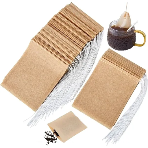 Empty Tea Bags 300 Pcs 2.7 x 3.5 in Disposable Drawstring Unbleached Tea Filter Bags Natural Materials Empty Tea Infuser for Loose Leaf Tea Coffee