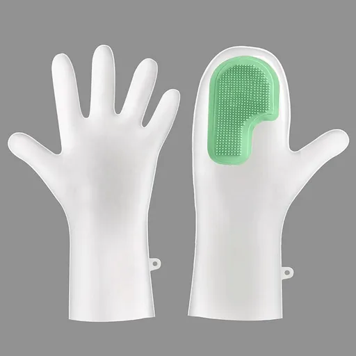3 Pairs of Green Brush Gloves Integrated Brush Glove – Multifunctional Cleaning Glove for Kitchen, Dishwashing & Household Tasks