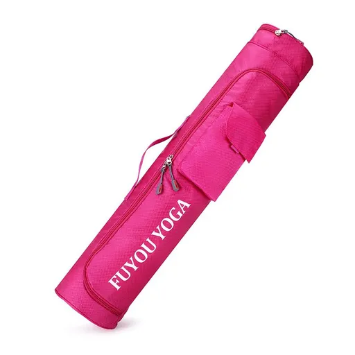 Yoga Mat Bag Polyester Full-Zip Carry Bag with Adjustable Shoulder Strap - Rose Red