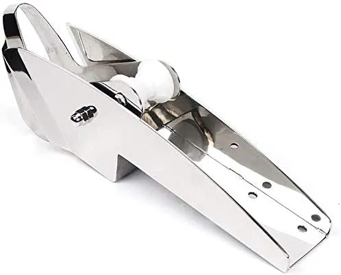 AISI 316 Stainless Steel Hinged Self-Launching Bow Anchor Roller with pivoting Dual-Roller 16.5'' for Marine Yacht Docking Accessories