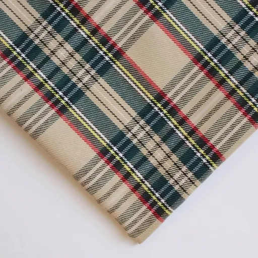 polyester woven fabric, plaid fabric, Christmas red green fabric, twill fabric, jacquard check fabric, fabric for bags, fabric for shoes, fabric for hats, fabric for pet decorations, festive fabric, holiday craft fabric, DIY fabric Australia - Khaki