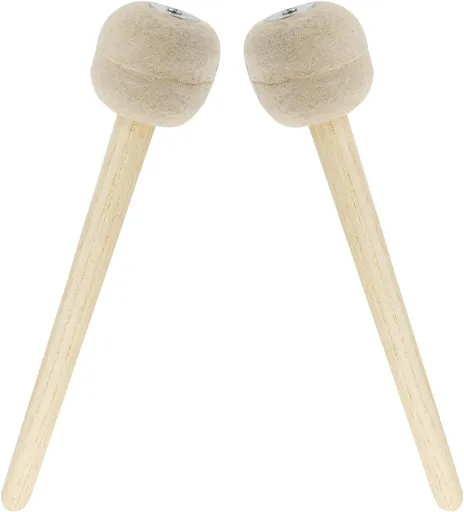 Biaungdo 2 Pack Drum Mallet, 13" Wool Felt Drum Stick, Bass Drum Mallet Drum Stick, Anti-slip Bass Percussion Sticks, Beige