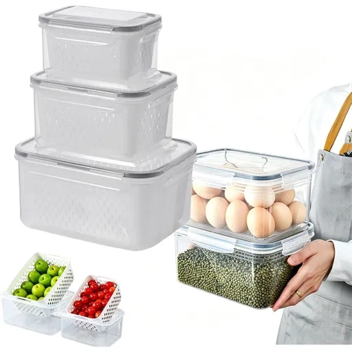 Fruit Container Set – Removable Colander, Leak-Proof & Stackable
