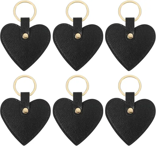 Heart Leather Keychain - Cute Valentine's Day Wedding Party Favors Black