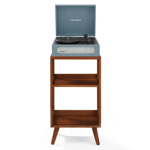 Crosley Voyager Bluetooth Portable Turntable + Crosley Asheville Stand Bundle - Washed Blue