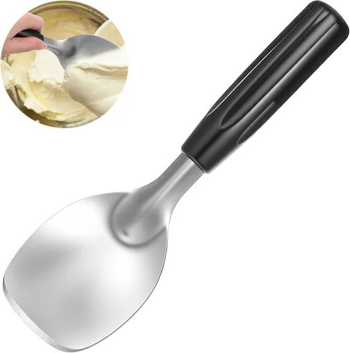 Ice Cream Spade Heavy Duty Stainless Steel Flat Ice Cream Scoop Paddle Non-Slip Handle Dishwasher Safe Flat Icecream Scooper For Hard Or Creamy Dessert Butter Hard Frozen Treats