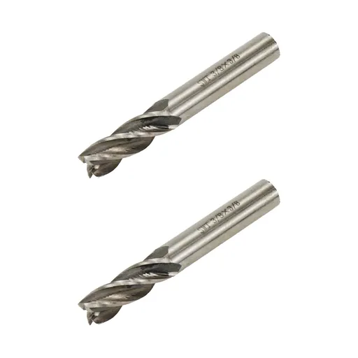 Square End Mill 3/8" Cutting Dia x 3/8" Shank Dia 4 Flute Straight End Mill Cutter - 2pcs