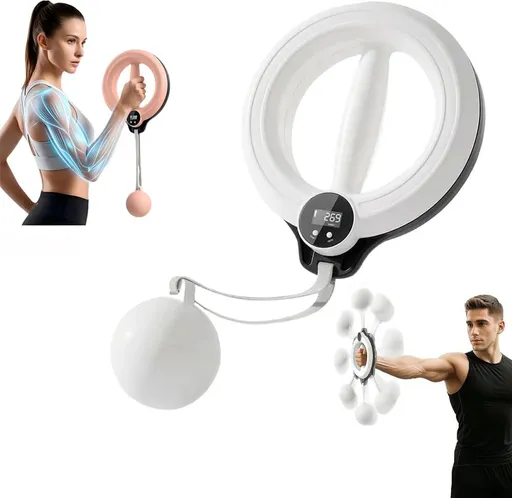 Infinity Hoop 2.0 for Arms and Shoulder, Exercise Equipment Smart Flabby Arm Exerciser with Digital Tracker, 360° Hand Crank Forearm Workout for Home Workout Gym(white)