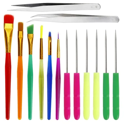 14 Pieces Cake Decorating Tool Set Cookie Tools Decorating Kit Brushes Scriber Needles Sugar Stir Needles Tweezers for Cookie