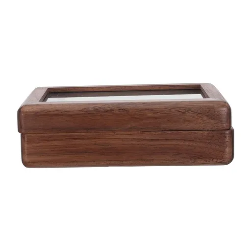 Coffee Walnut Wood Jewelry Box with Transparent Lid for Storage