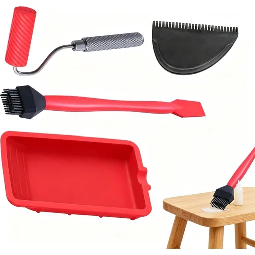Silicone Roller with Silicone Tray Professional Glue Applicator Kit, Wood Glue Spreader and Brush Set for Woodworking Arts Crafts