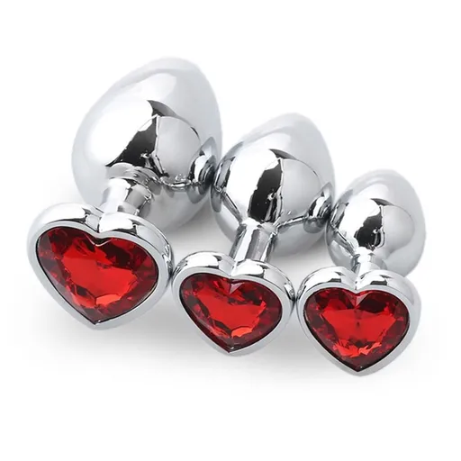 House Of Dasein 3Pcs / Set Butt Jewellery Heart Metal Anal Plug Sex Toys Women - Red - 3 Set