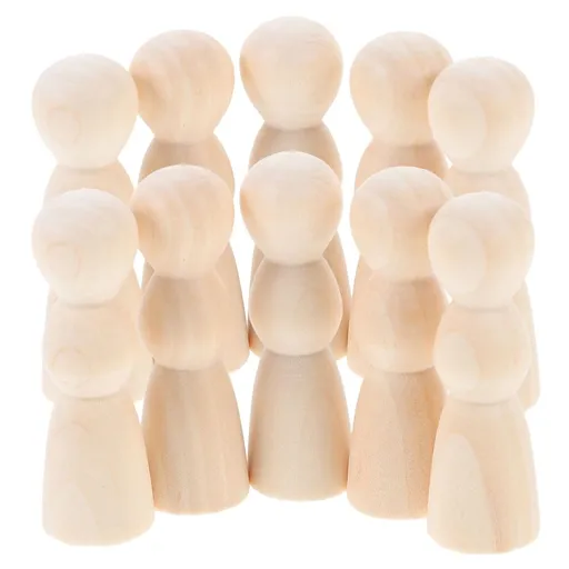 10Pcs Unfinished Wooden Peg Dolls for DIY Crafts and Decorating Khaki Color Wood