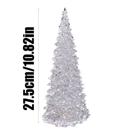 8.6" Acrylic Christmas Tree Lamp, 7 Colors Changing Light, Colorful Acrylic Light Up Tree, LED Night Light Xmas Table Decoration for Home Party Holiday Birthday Indoor C