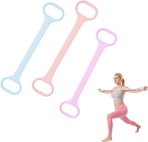 Figure 8 Resistance Bands for Women & Men - 35LB Silicone Pull Rope with Non-Slip Handles, Home Gym Yoga Equipment for Shoulder Back Arm