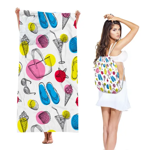 2-in-1 Integrated Quick-Dry Beach Towel Backpack(Style 6) - Foldable Microfiber Sand-Free Towel (Unfolded 75*150cm / Folded40*45cm)
