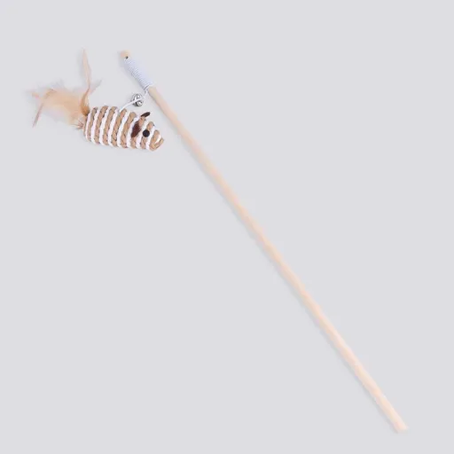 Wooden Cat Teaser Stick Water Drop Pet Feather Mouse Wooden pole mouse feather As shown in the figure