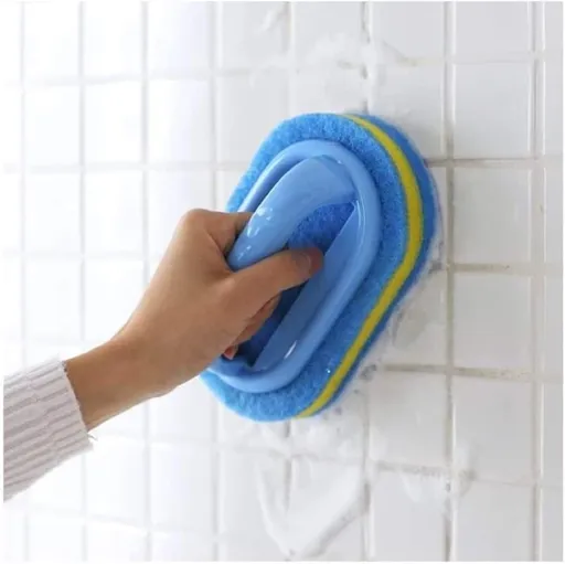Cleaning Brush for Bathroom Tiles Kitchen Bathtub Toilet All Purpose Sponge Brush with Ergonomic Handle