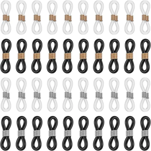 Eyeglass Chain Ends, 40 Pcs Adjustable Silicone Eyeglasses Chain Connector Anti Slip Glasses Chains Rubber Loops Eyeglass Strap Retainer for Eye Glasses Sunglasses Holder Necklace Chains