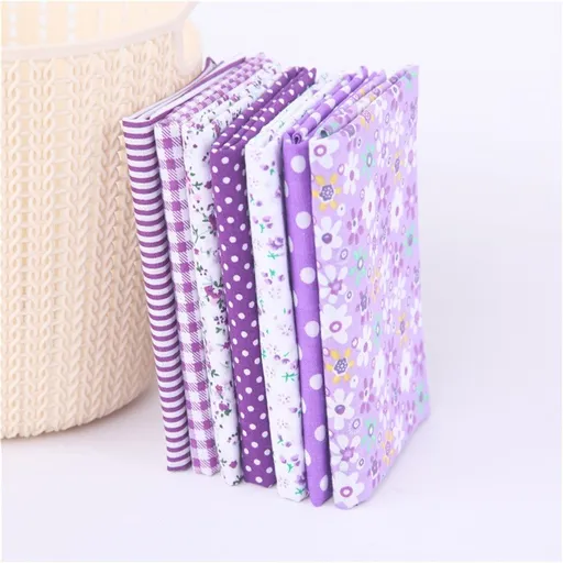 7PCS Cotton Crafts Fabric Bundle Patchwork Squares Quilting Sewing Patchwork DIY Purple