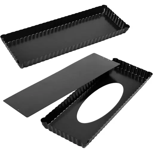 2pcs Extra Long Non-Stick Tart and Quiche Pan, the Fluted Edges on Your Tarts and Quiches will Add a Touch of Flair, 14 x 4.3-Inch