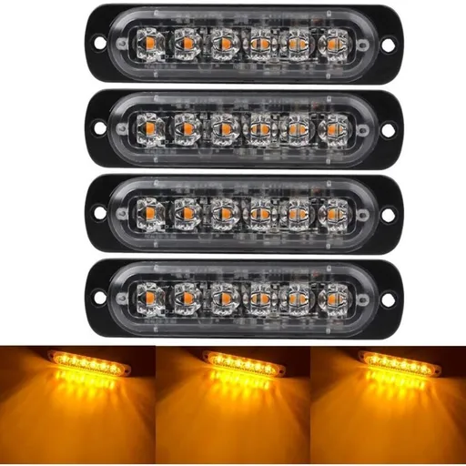 4 Emergency Warning Lights for Vehicles, Emergency Lights for Trucks, Strobe Lights, 6 LED Surface Mount Waterproof