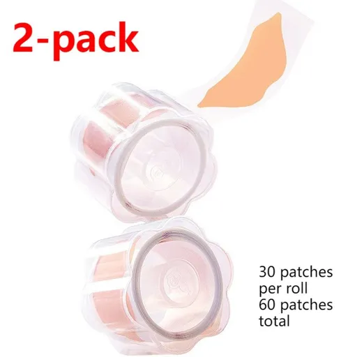 2-Pack Roll of Invisible Anti-Blister Stickers, Heel Wear-Resistant Pads, Waterproof Multi-Purpose Anti-Friction Tape—Skin-Tone