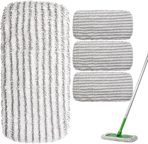 4 Pack o Reusable Mop Pad Compatible with Swier Sweeper, Heavy Duty Scrubby Microiber Mop Cover Multi-Surace Cleaning Wet Dry Reills