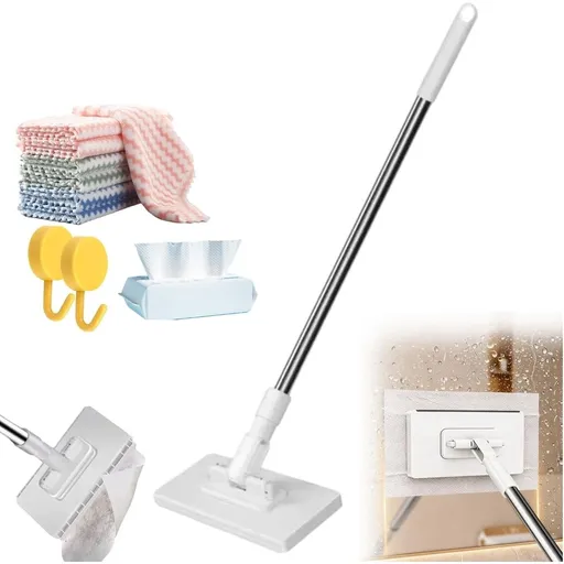 Mini Mop | Zero Touch Mini Mop: Disposable Clip Mopstick Reusable Cloths, Wet&Dry for Floors, 40inch Locking Handle for Gaps & Multi-Surface, No Wash