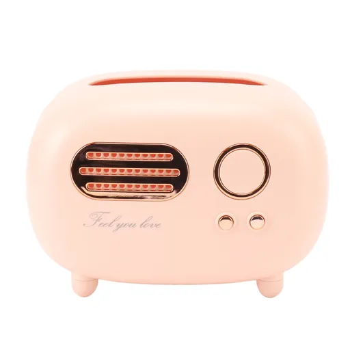 Retro Radio Shape Tissue Cover Box Vintage Radio Tissue Box for Bathroom Living Room Bedroom Nightstand Desk Table Pink