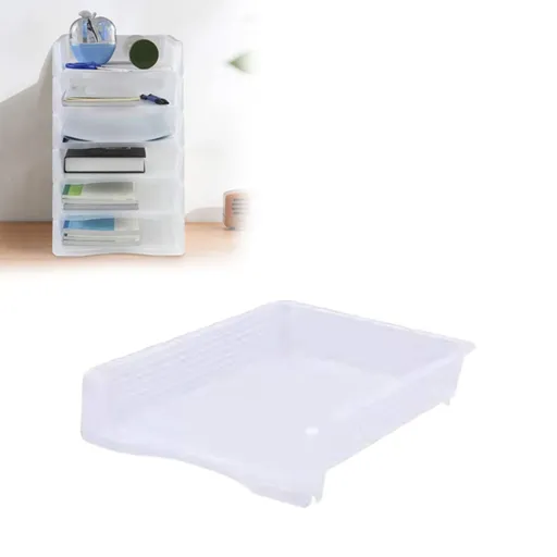 Stackable Paper Trays, Heavy Duty Rectangular Plastic Desk Holder Desktop Document File Organizer Storage Letter for Office Classroom (Clear) 12.8x9.84x2.16 12.8" x 9.84" x 2.16" Clear