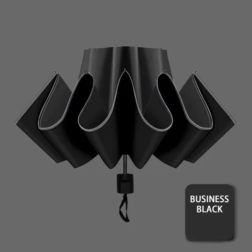 Reverse Folding Umbrella 8 Rib Manual Open UV Protection UPF 50+ Black Coated Sunshade Travel Compact Lightweight for Outdoor