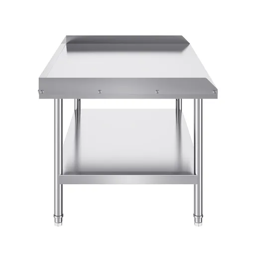 Stainless Steel Work Table, 762 x 1219 x 660 mm Commercial Food Prep Worktable, 3-Sided Backsplash Heavy Duty Prep Worktable, Metal Work Table with Adjustable Height for Restaurant Home Hotel