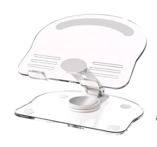 White Acrylic Foldable Tablet and Phone Stand - 360° Rotation, Anti-Slip Design, Lightweight and Compact