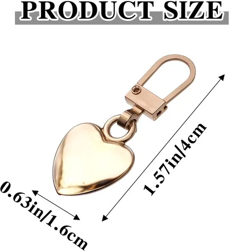 Xinjoduz 10 PCS Zipper Pull Charm, 1.6 Inch Heart Shaped Zipper Replacement Detachable Metal Zipper Pull Tabs Zipper Lock for Backpacks Coats Pants Suitcase Purse Luggage Fasteners(5 Color)