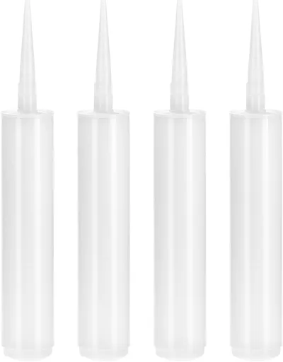 Empty Caulking Sealant Tubes - 11 Oz Capacity Each, 4 Pack Reusable Plastic, for Standard Caulking Guns