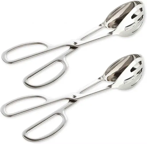 2-PACK Serving Tongs for Cooking Buffet Party Catering, Thickening Food Serving Cake Bread Kitchen Salad Tongs, Stainless Steel