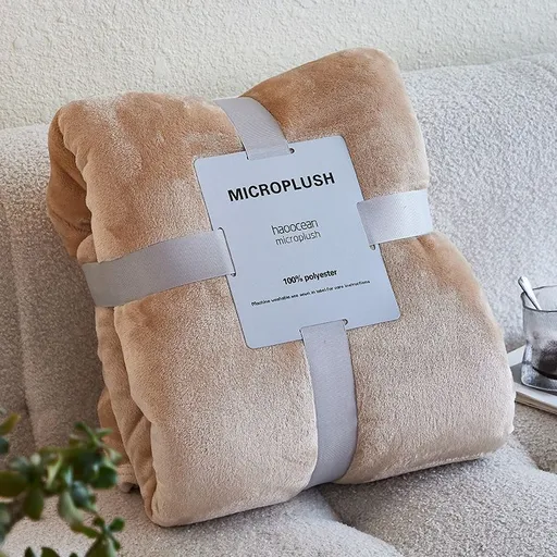 Mianyu Coral Velvet Blanket Solid Color 100X120CM Sunshine Camel 180x 200cm + cardboard ribbon