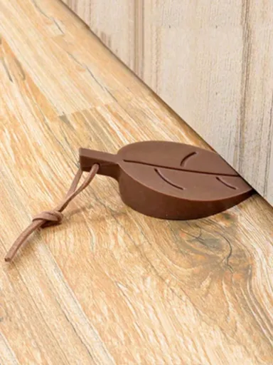 4pcs Silicone Leaf Shaped Door Stopper Wind Resistant Hang On Wedge To Prevent Pinched Fingers Home Use