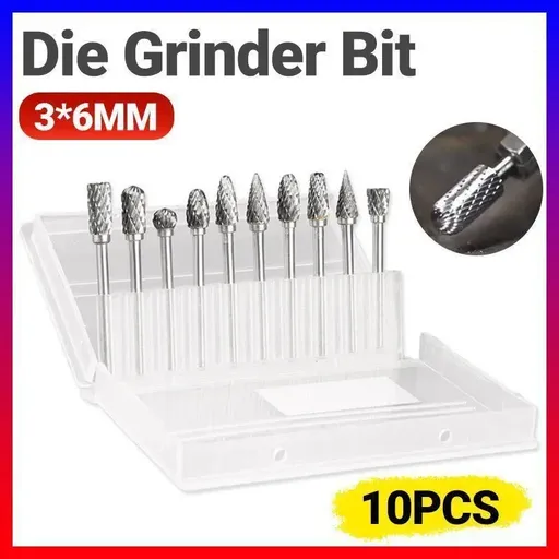 10Pcs Tungsten Steel Carbide 6mm Rotary Burr Set for Die Grinder