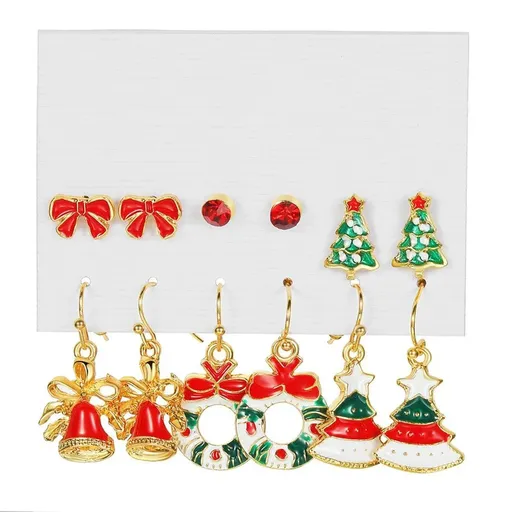 Festive Christmas Earrings Set for Women Holiday Jewelry Stud Set Gift Idea - 1