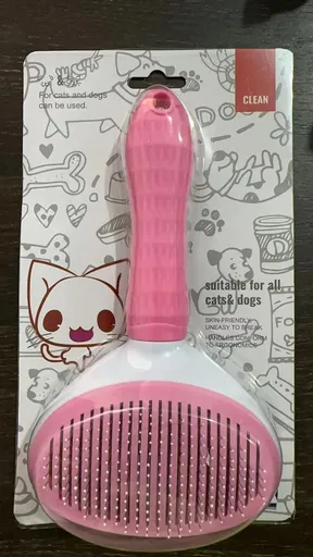 Cat Comb Pet Grooming Needle Brush TPR Material Pink-tpr fine needle (cardboard packaging)