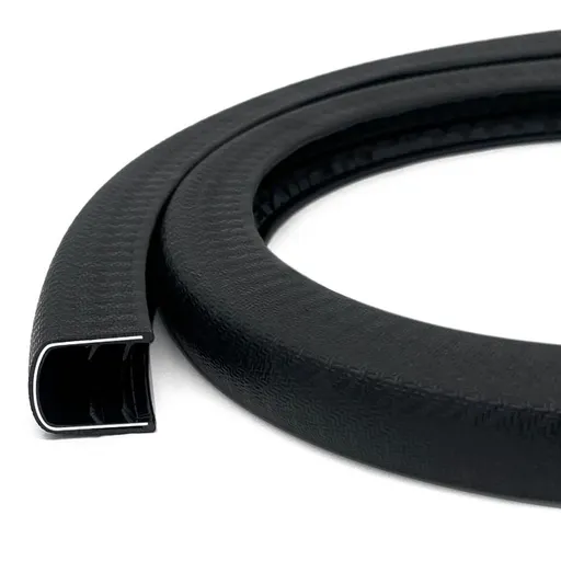 U-Shape Edge Banding - Fits 1/2" Edge, Rubber Trim for Sharp/Rough Surfaces, Veneer, Sheet Metal, Tables, Cars, Trucks, Boats & More - Black - Size 5 FT
