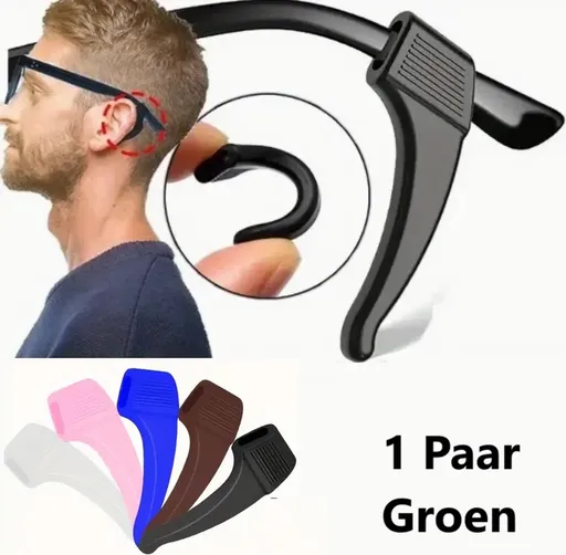 Anti-slip Ear Hooks for Glasses Silicone Green 2 Pieces